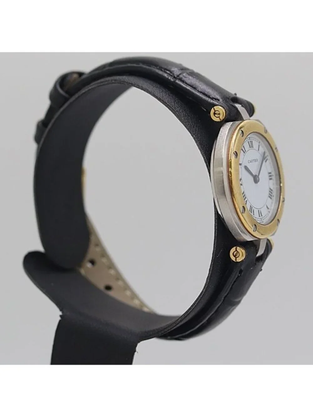 Cartier Santos Round SM Yellow Gold Stainless Steel Quartz White Dial Watch